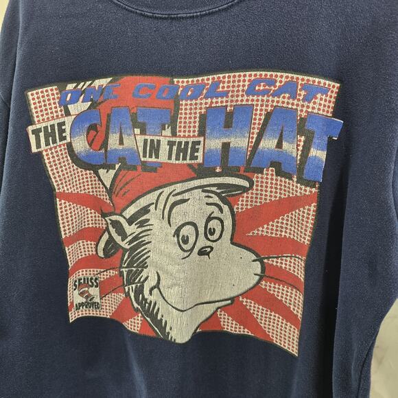 Vintage Sweatshirt Womens 3X Blue 90s Cat In The Hat Dr Suess Crewneck Pullover - Picture 8 of 11